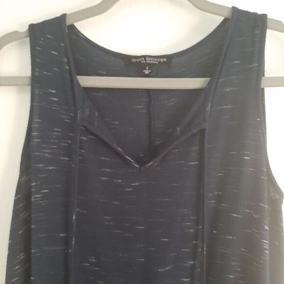 Green Envelope Navy Blue Long Lined Tank Top Small - Picture 4 of 8